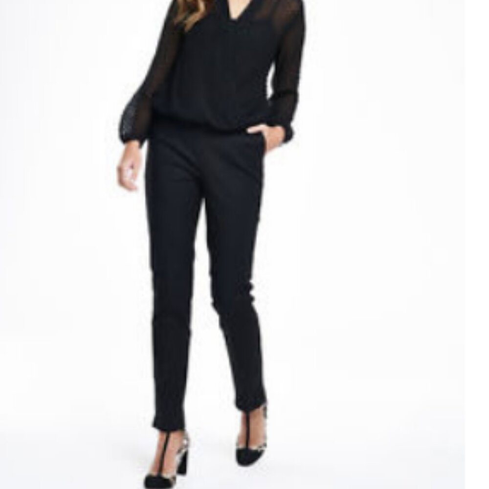 BODEN UK WOMEN'S BLACK STRAIGHT LEG CHELSEA TURN UP TROUSERS WM357 ­US 4P